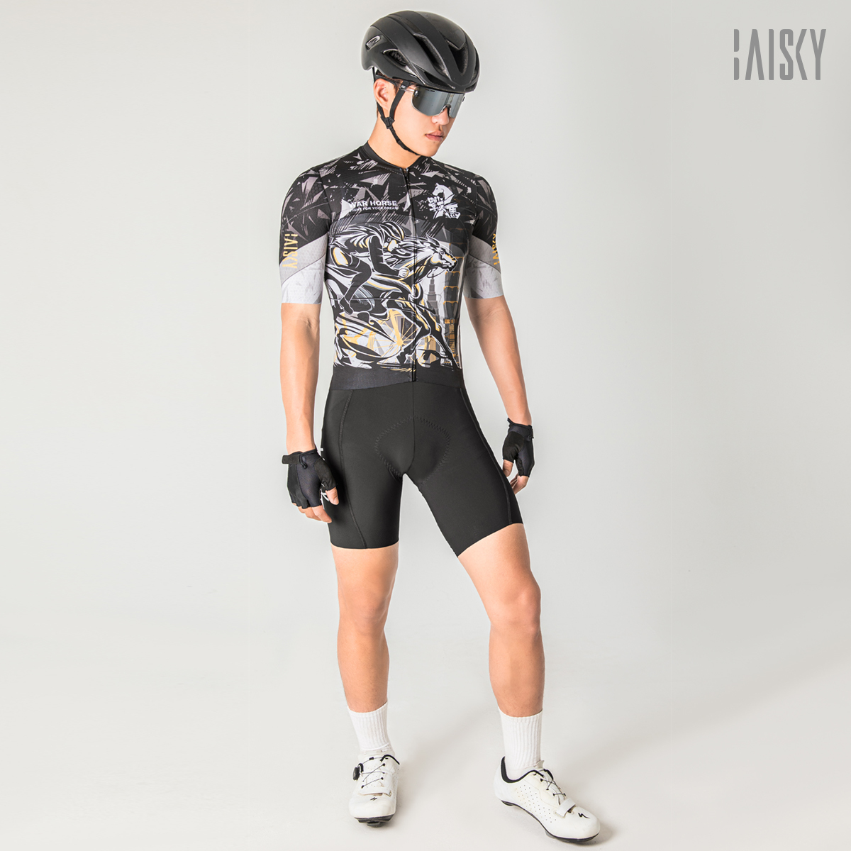 男款空力短車衣 戰馬 黑