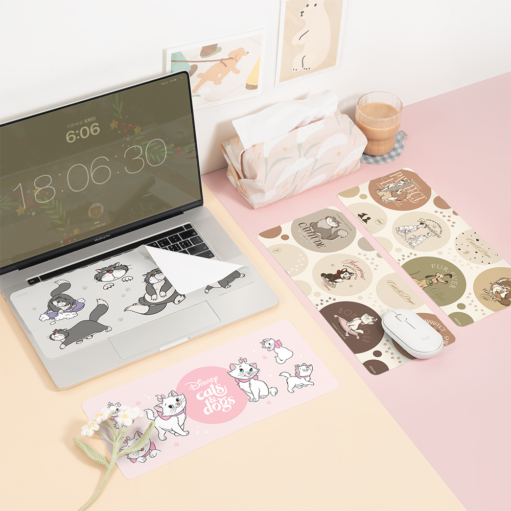Disney Cats And Dogs 魯斯佛/瑪麗貓-三合一多功能滑鼠墊 大尺寸【正版授權】