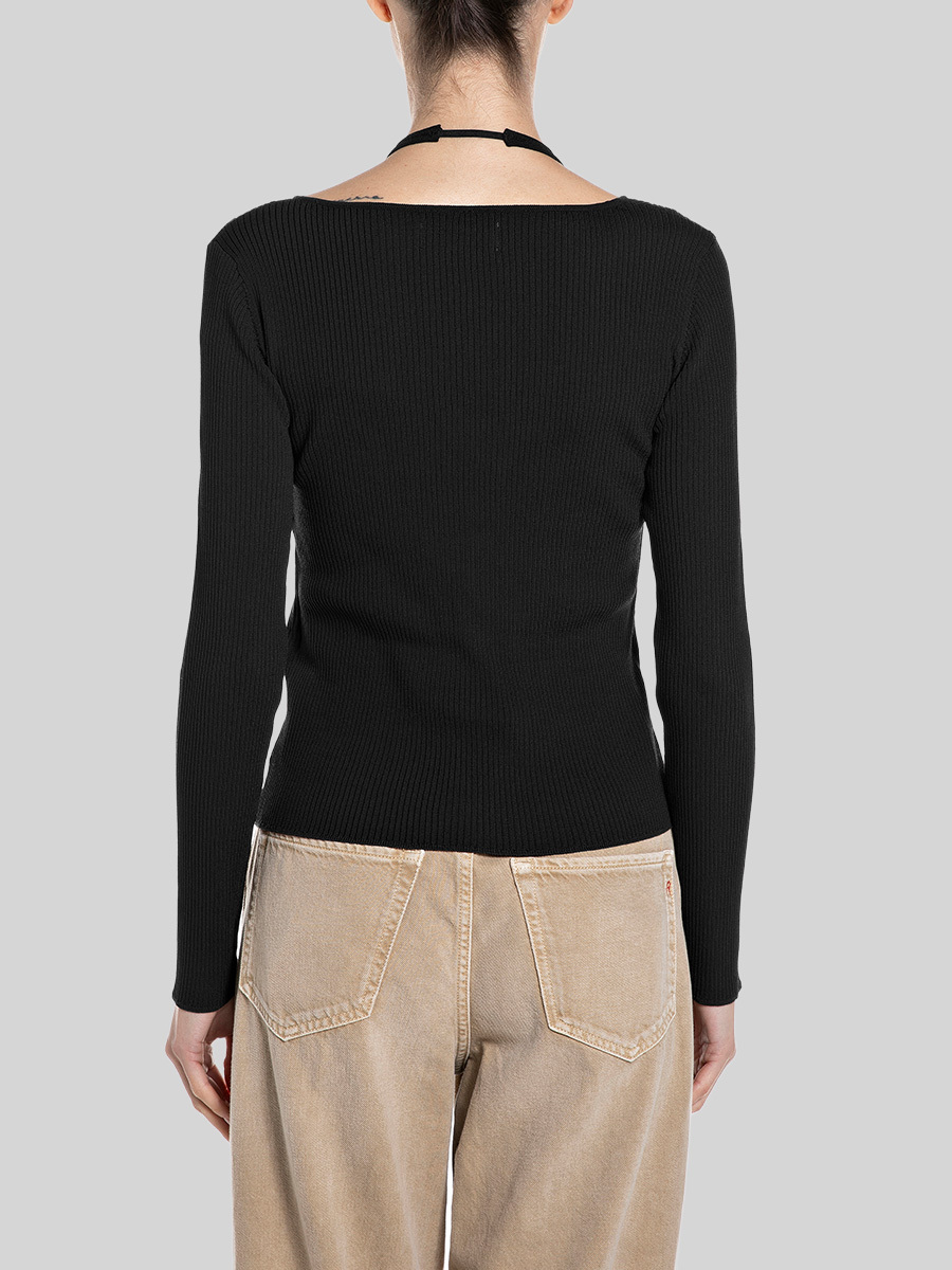 黑色針織修身上衣