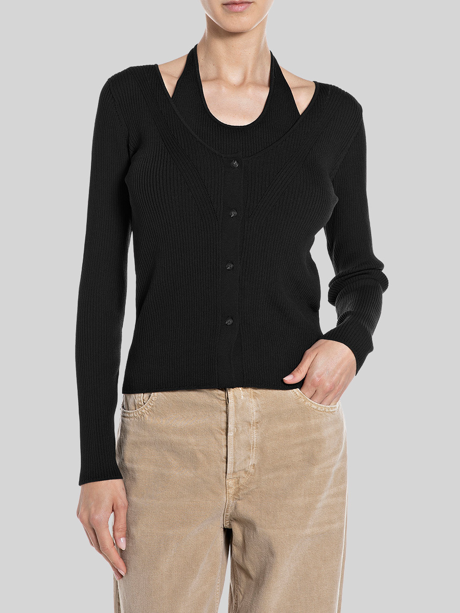 黑色針織修身上衣