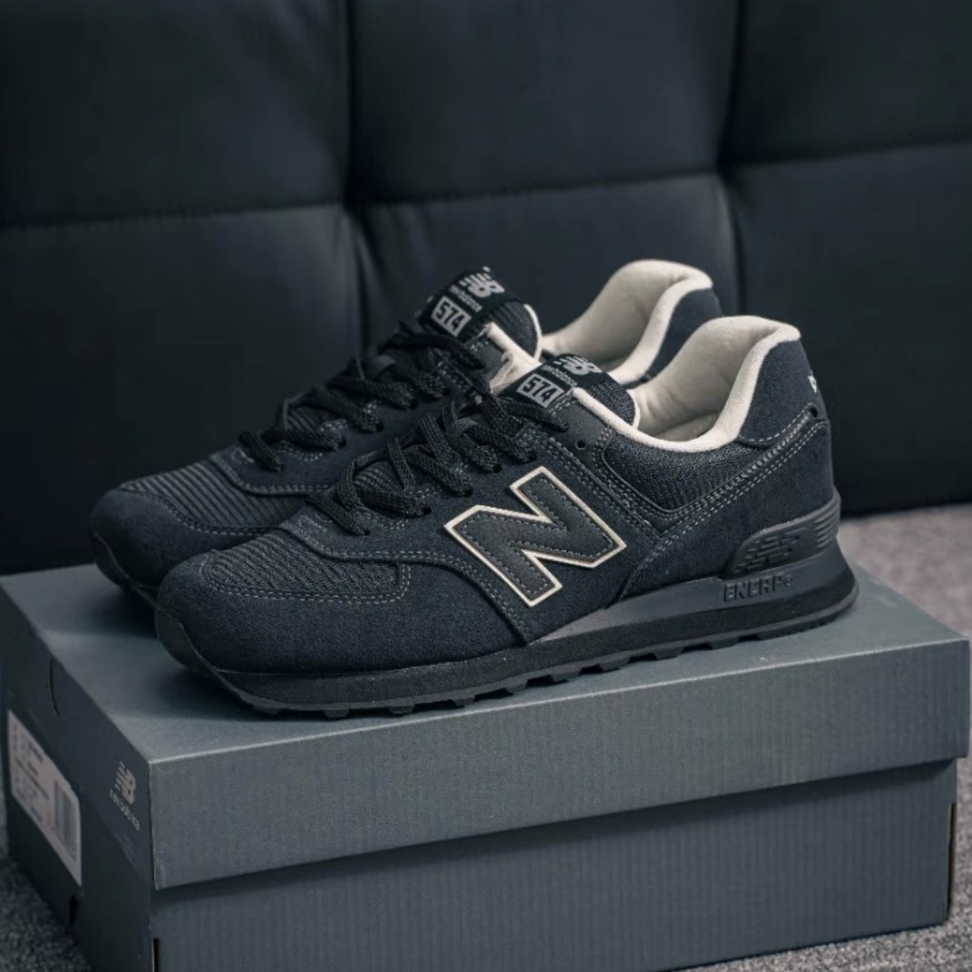 niko and... X NEW BALANCE 574 全黑 聯名款 網布 絨面 休閒鞋 U574NAB