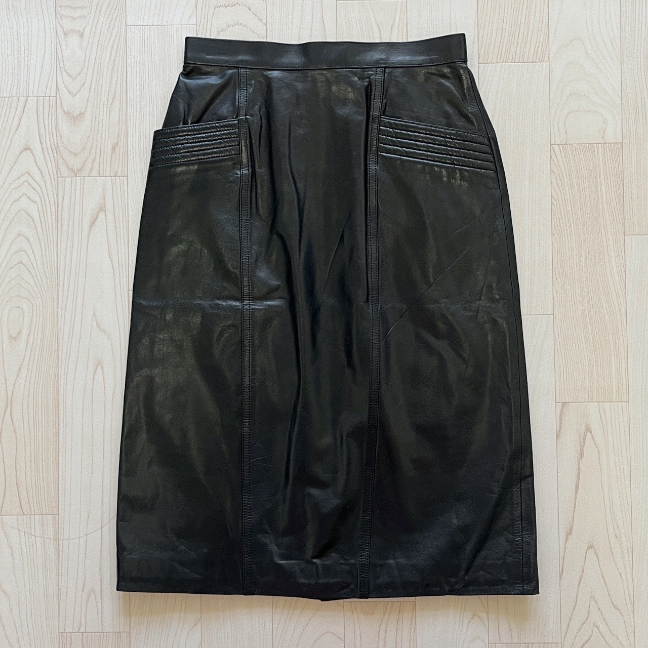 日本製黑色牛皮半裙