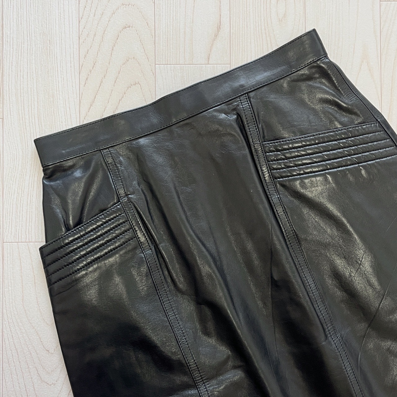 日本製黑色牛皮半裙