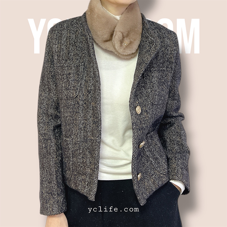 微奢感精緻毛絨圍領