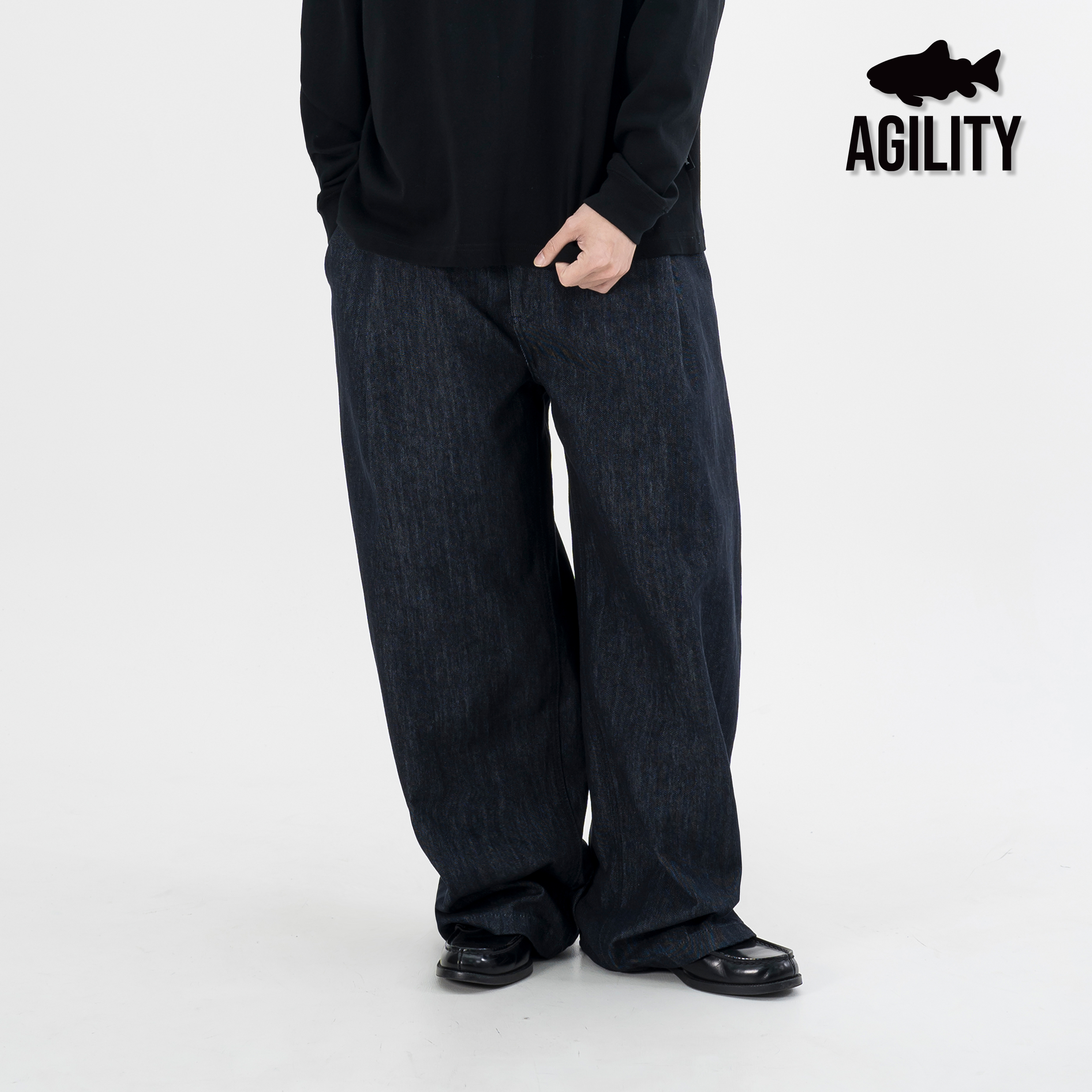 AGILITY Raw Wide Leg Denim Jeans 原色 闊腿 牛仔長褲 [LD80]