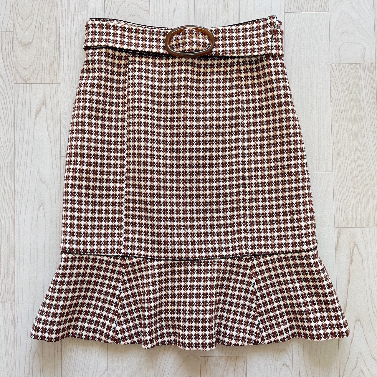 日本製啡色復古羊毛半裙