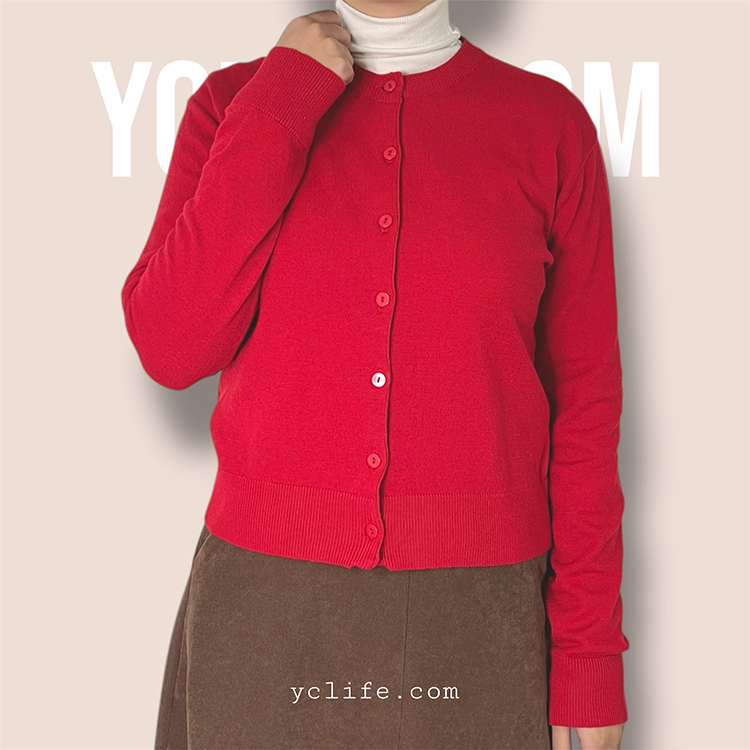 幸運圓領開襟針織衫