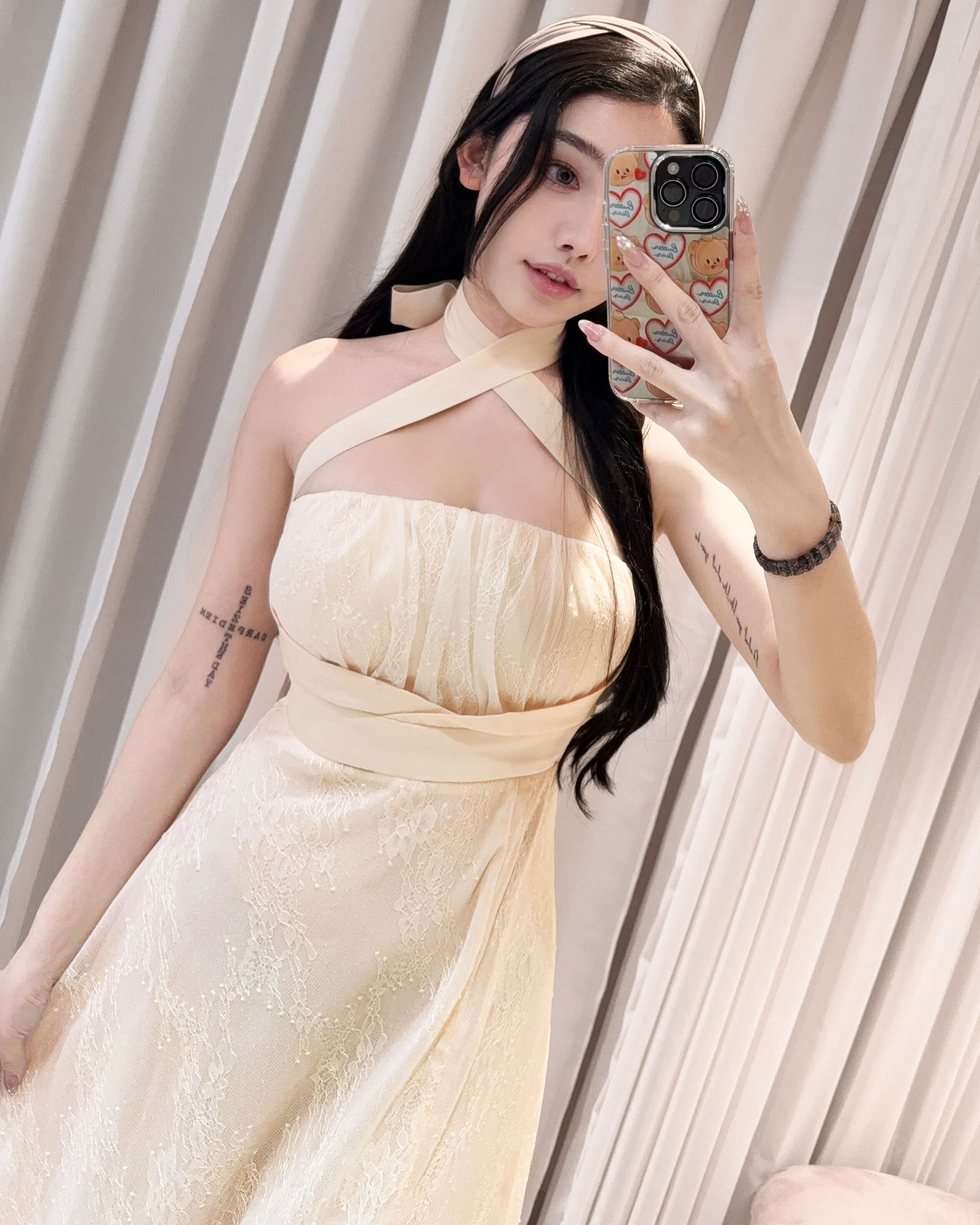 ⭒訂製-絕美亮片蕾絲緞帶長洋