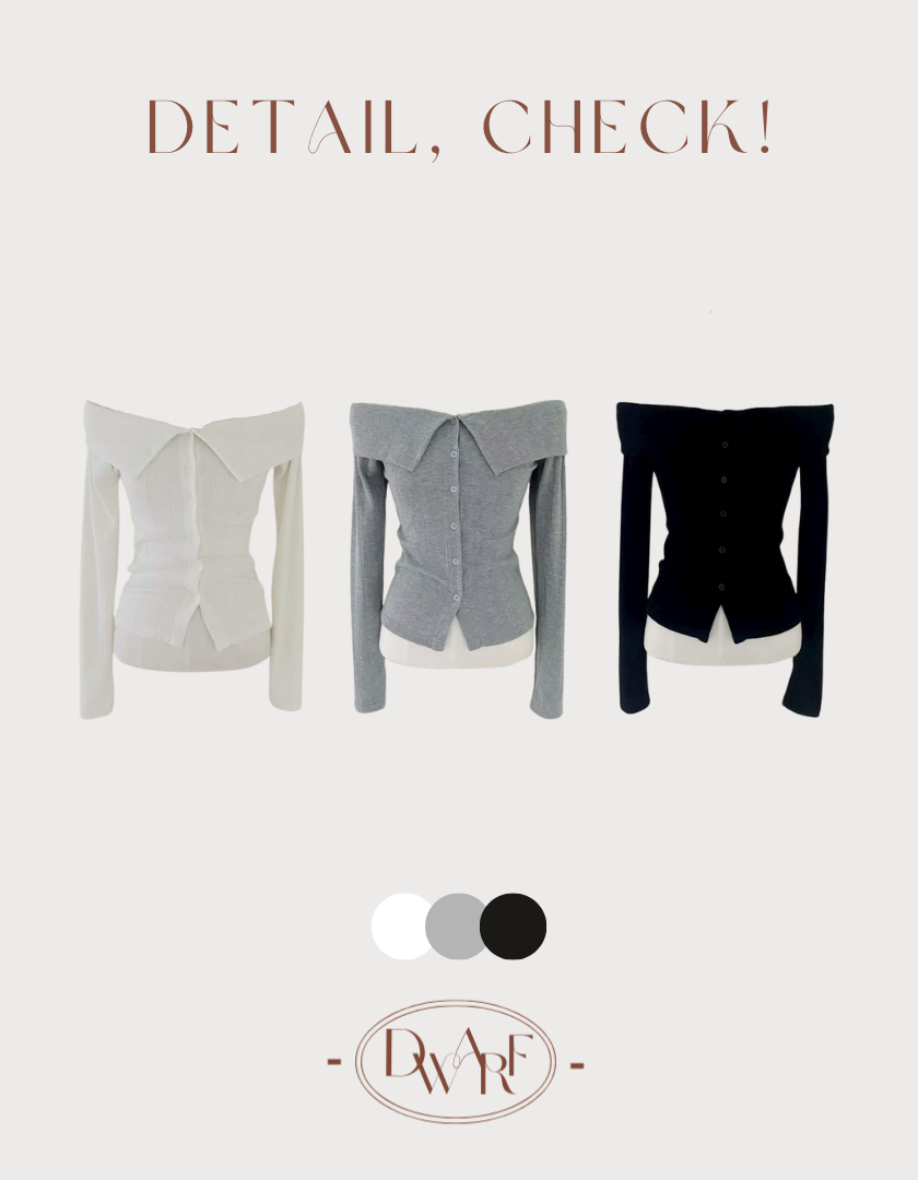 《KR》女人味～露肩v領排鈕上衣