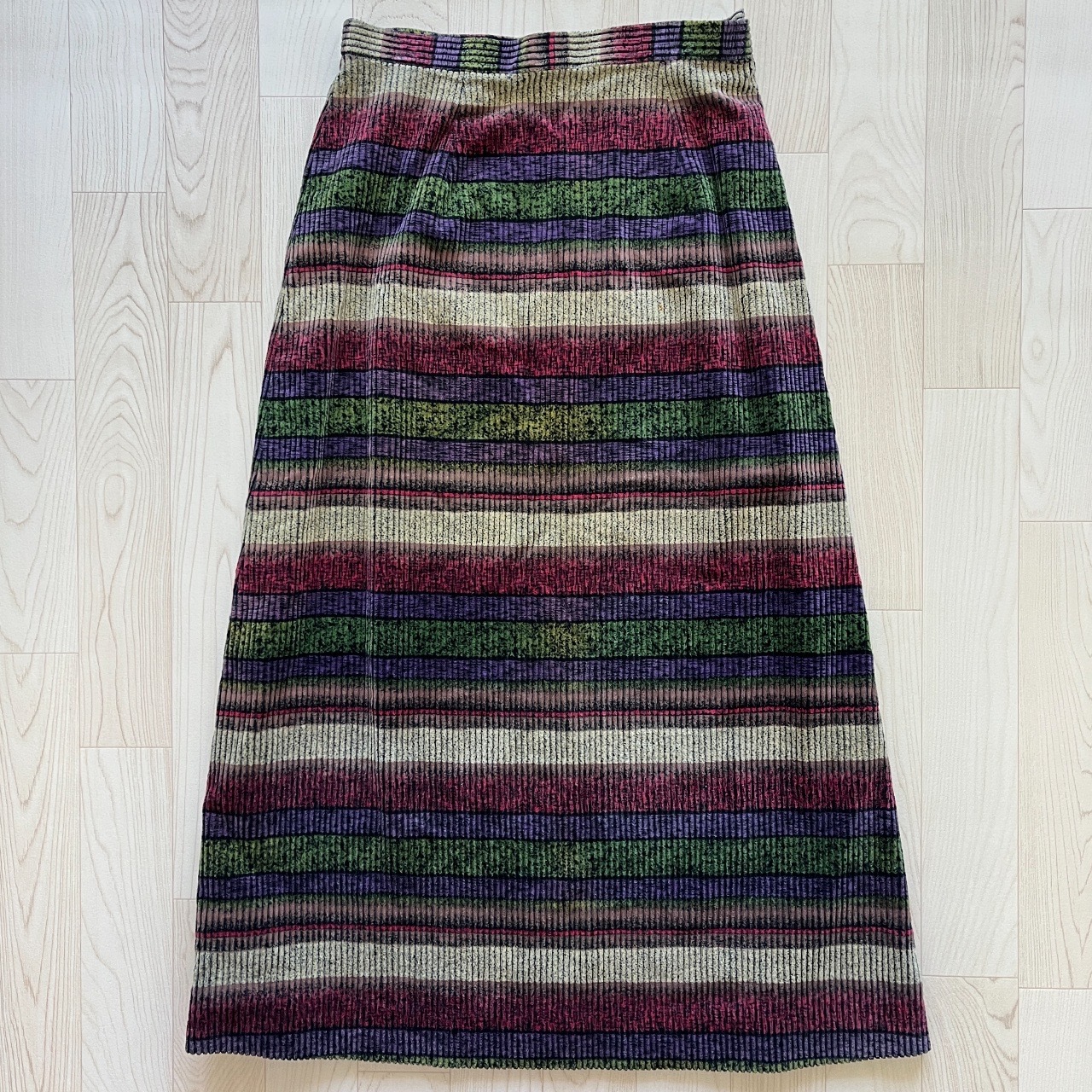 彩色燈芯絨條紋半裙