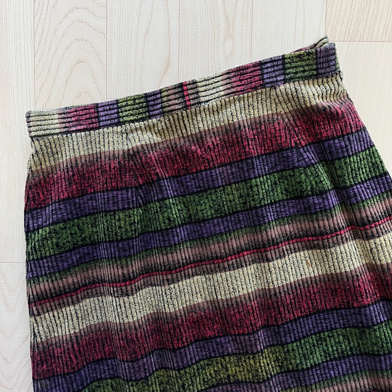 彩色燈芯絨條紋半裙