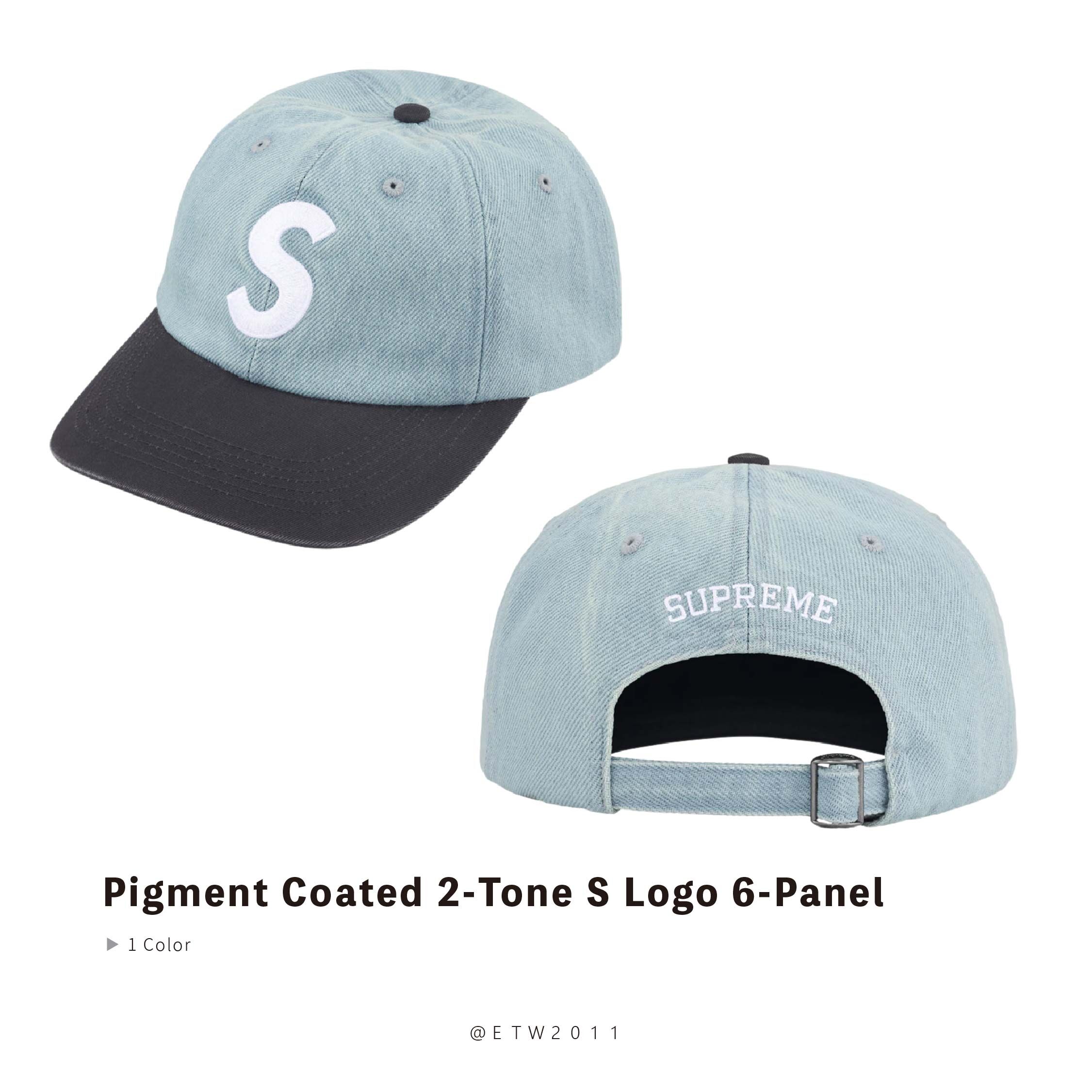 ☆ETW☆【EASY TO WEAR】Supreme 25FW Pigment Coated 2-Tone S Logo 6-Panel 老帽 單寧