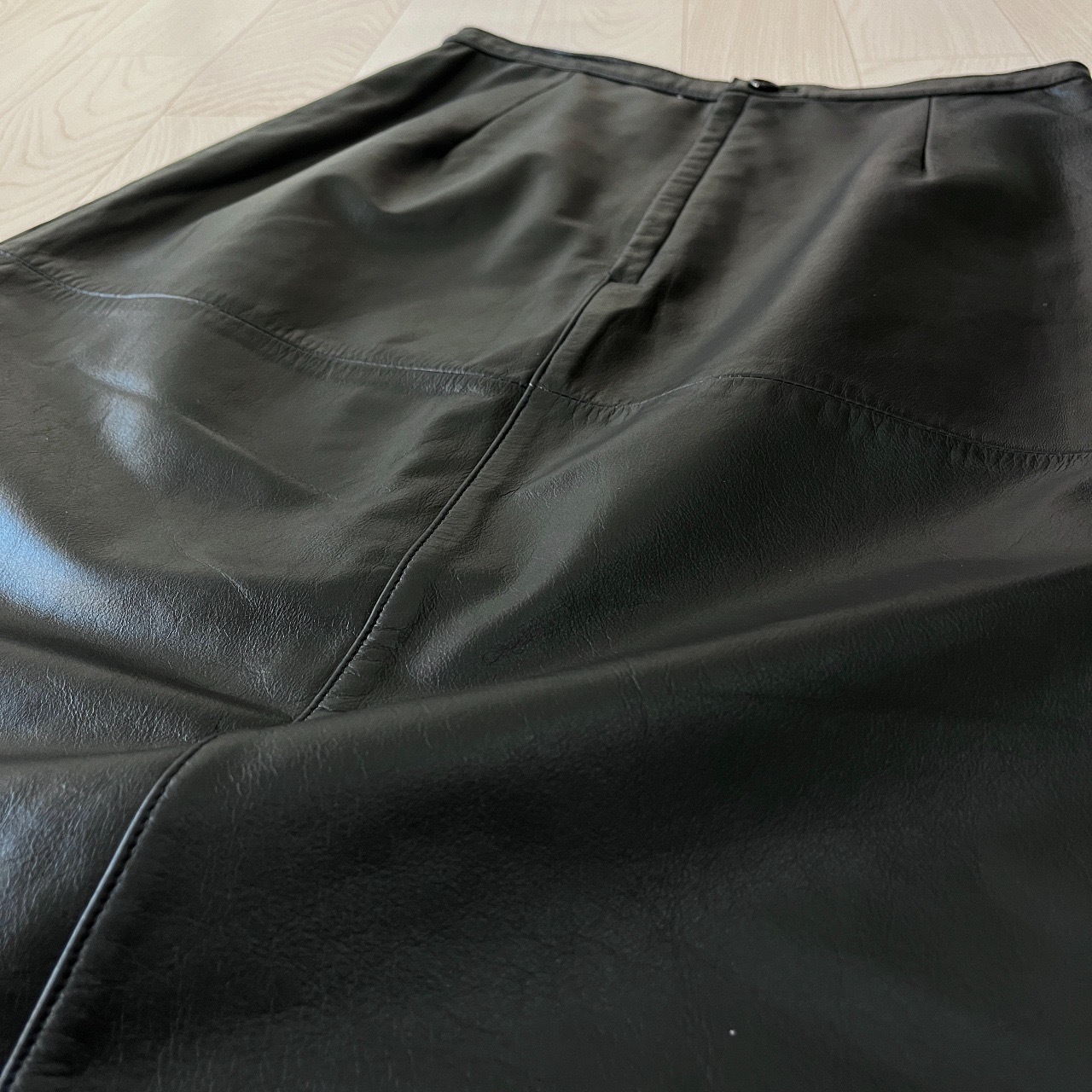 NICHIWA黑色牛皮半裙