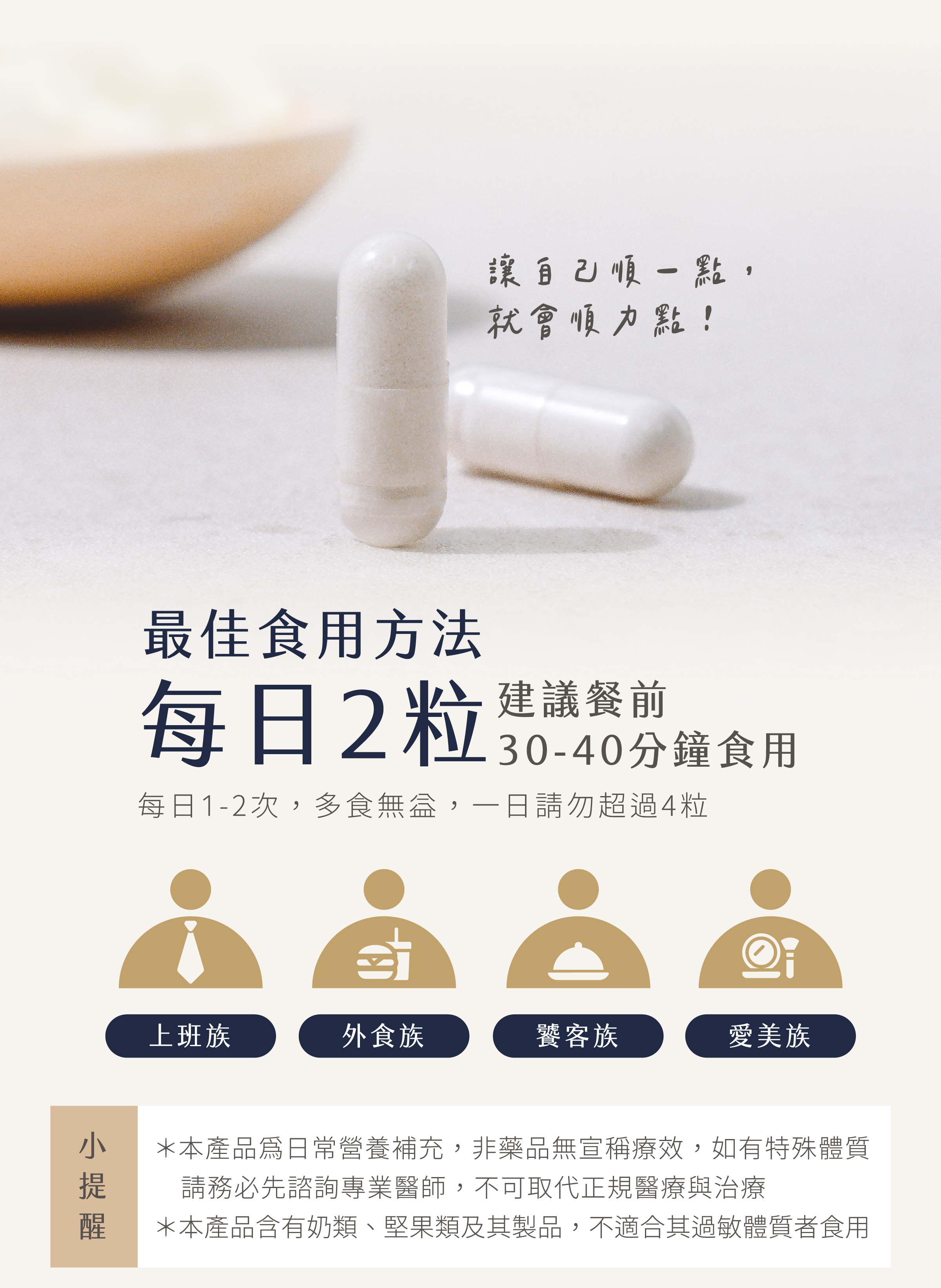 登義植萃益生菌複方膠囊食用方法與適用對象