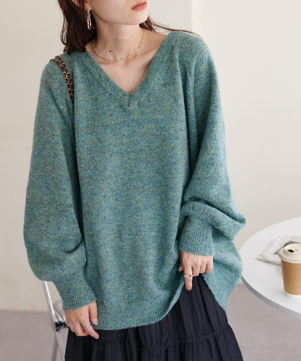 DISCOAT(ディスコート)  【WEB限定】ふわメランジバックスリットプルオーバー綠色（DCZ1052305A0008）