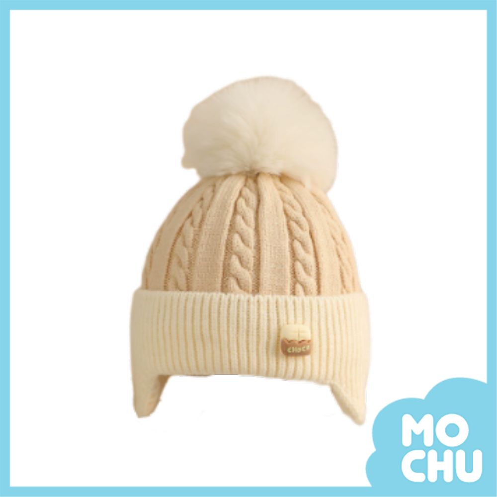 麻花拼色護耳毛線帽(五色)