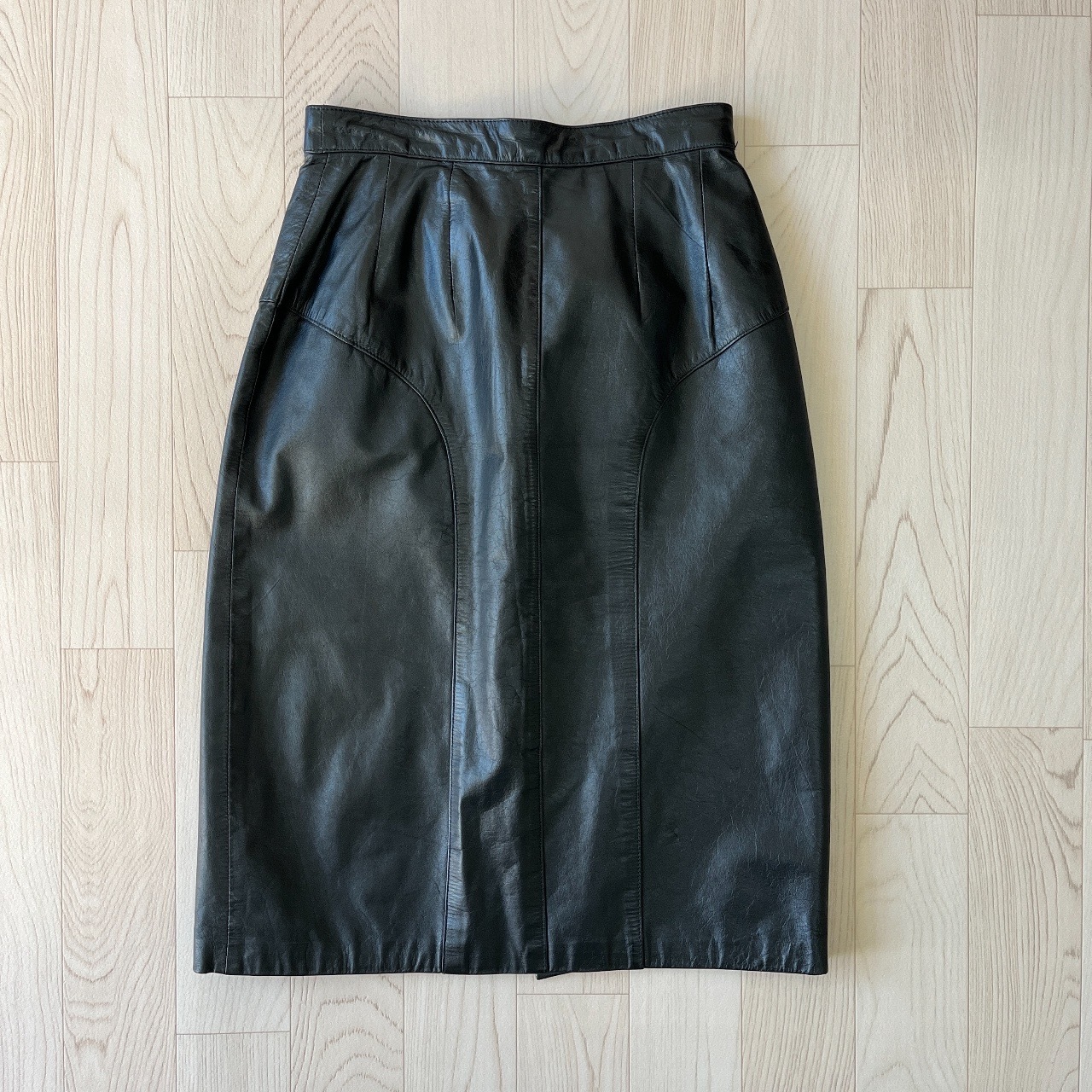 韓國製黑色牛皮半裙