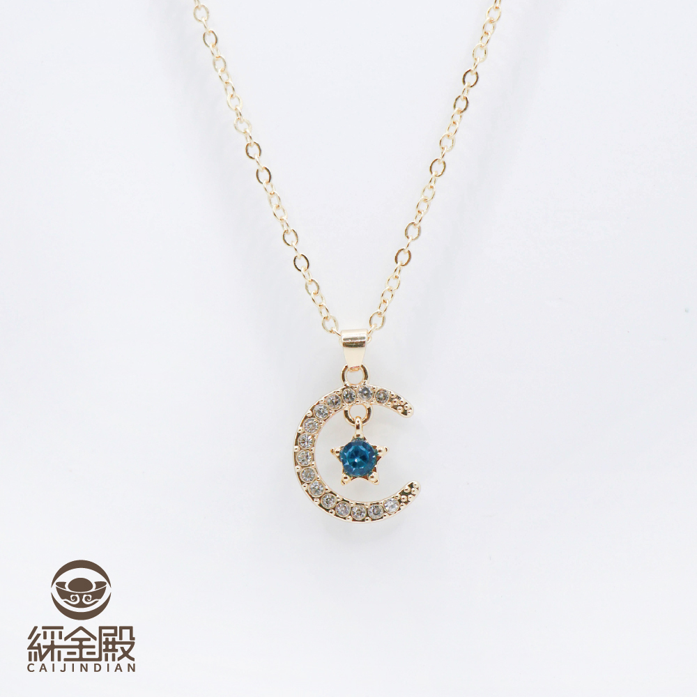 誕生石星月轉運項鍊-海藍寶｜三月｜勇氣｜和平｜過爐【綵金殿】