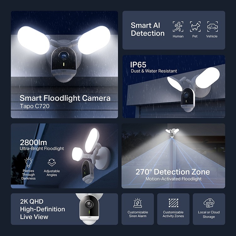 TP-Link Tapo C720 2K 4MP 智慧泛光攝影機 (2800 流明)