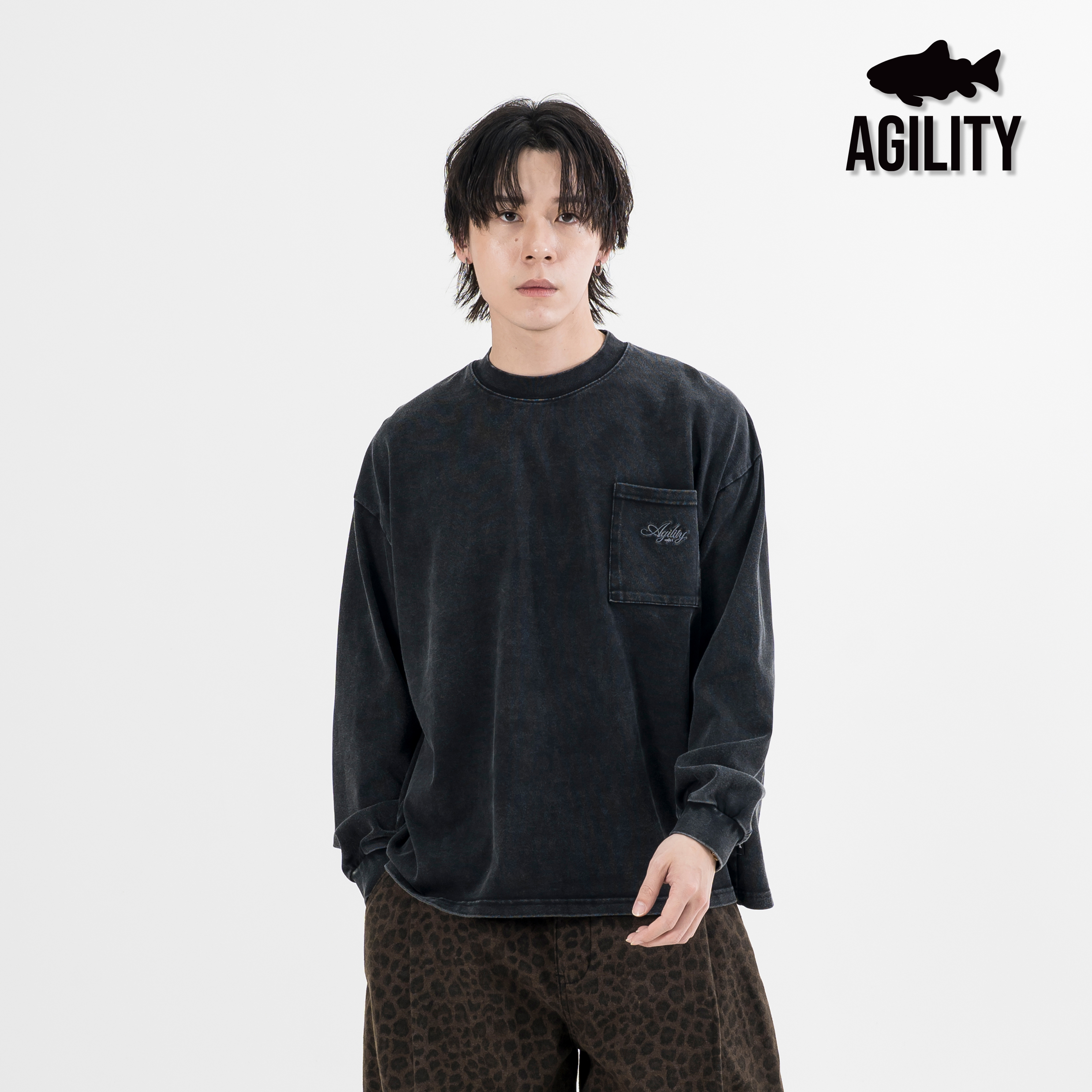 AGILITY Boxy LS Pocket Tee / Washed 寬短 水洗 口袋長袖Tee [WS30]