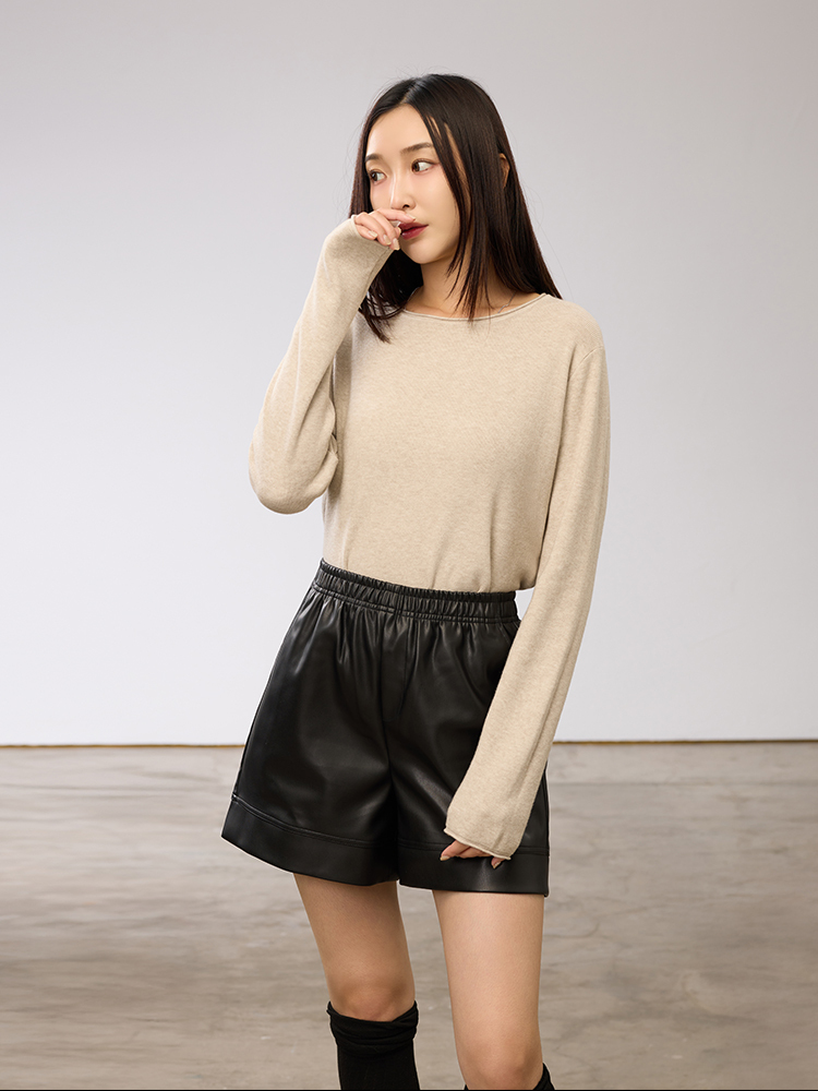 OH!HER 捲邊彈性針織上衣