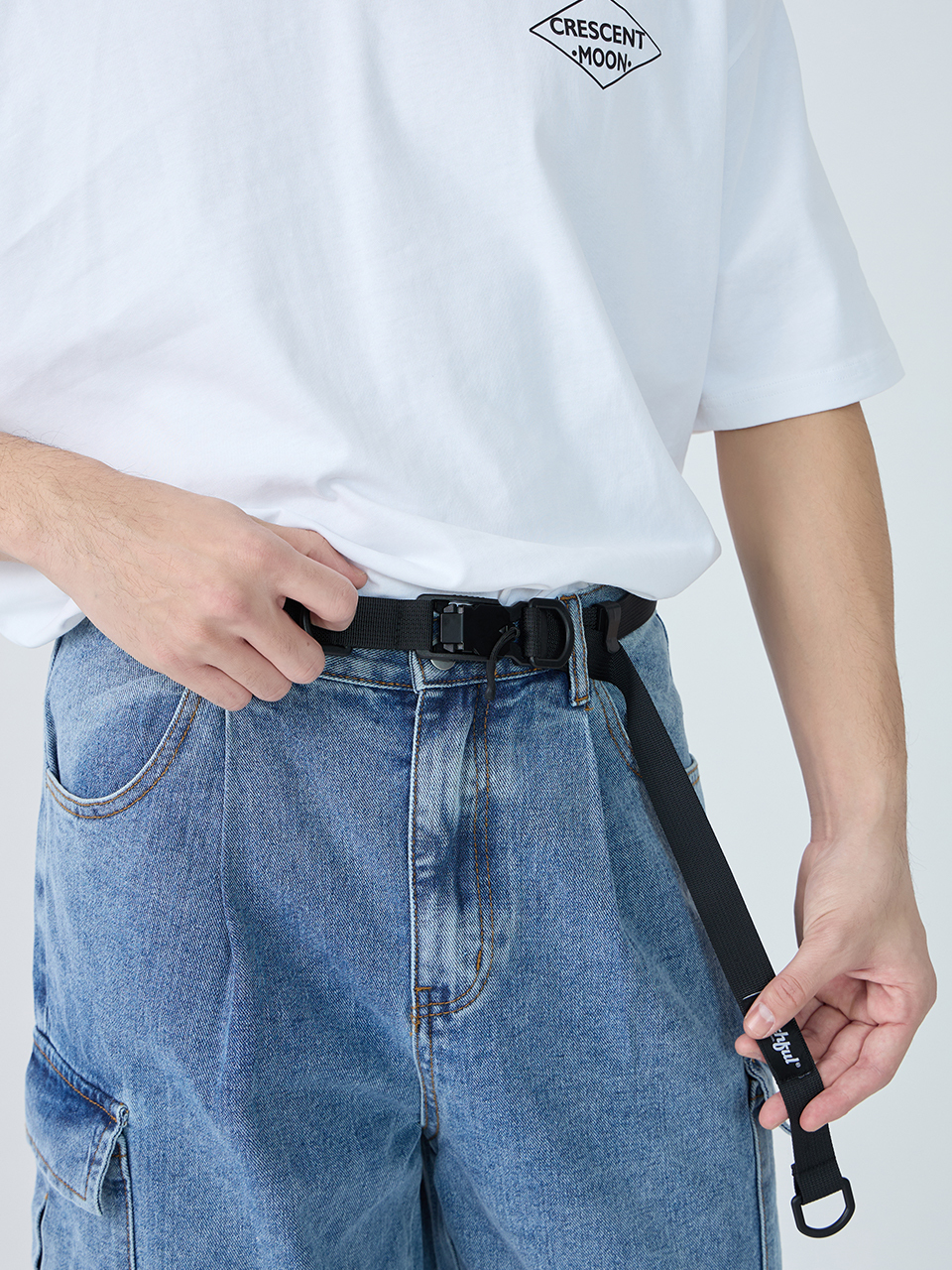 八色金屬磁扣帆布腰帶