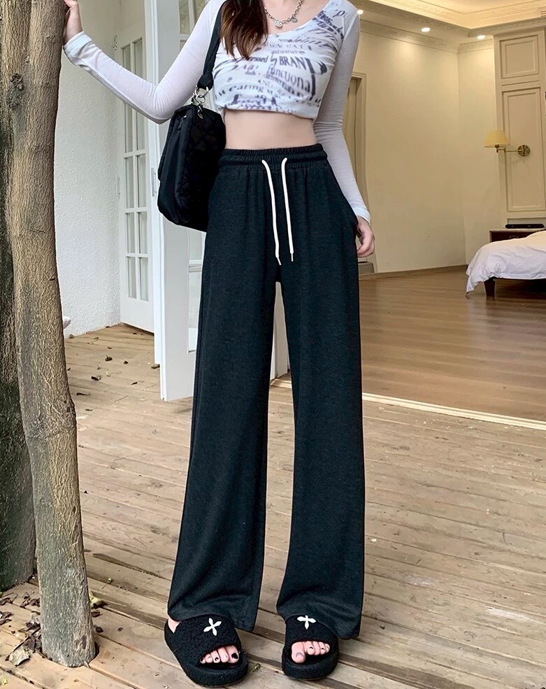 鬆緊加絨棉質寬褲 7027