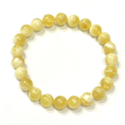 0121GZ025-26琥珀-8+金白圓珠手串（A25)