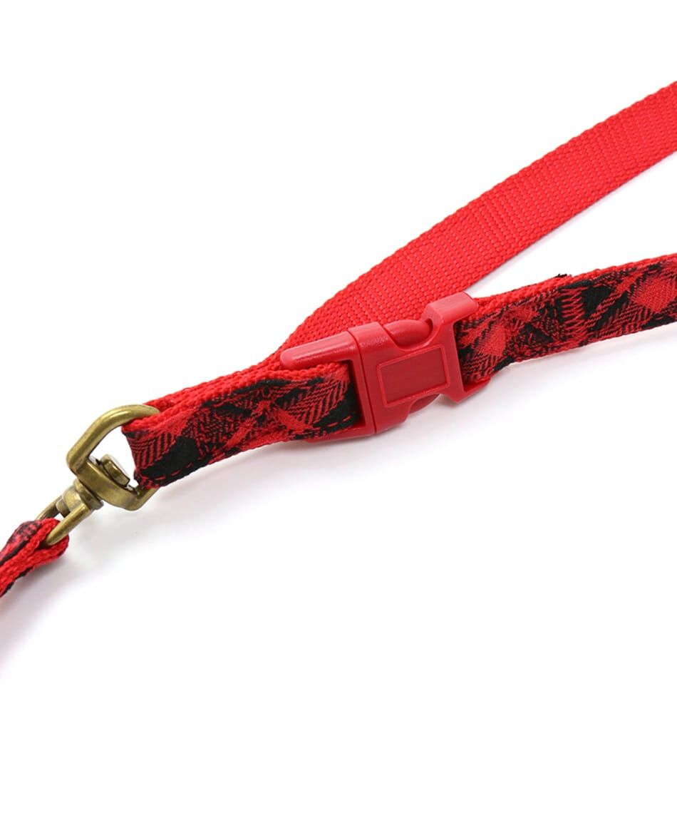 【PET PARADISE】寵物胸背帶-附牽繩 格紋紅 4S、3S