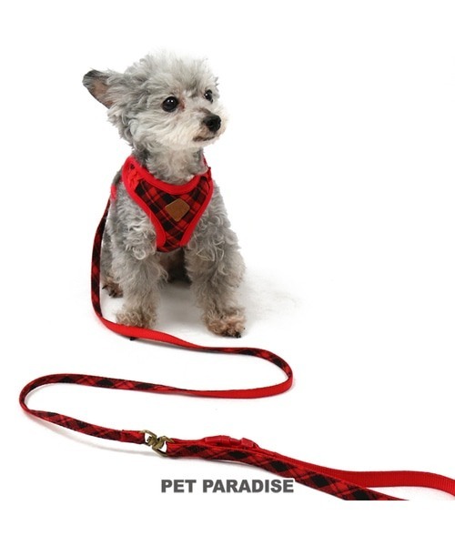 【PET PARADISE】寵物胸背帶-附牽繩 格紋紅 4S、3S