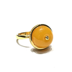 0121GZ040-26琥珀-13m老蠟平安扣戒指（A40)