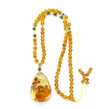 0121GZ050-26琥珀-6m花珀水滴diy碧玉項鏈（A50)