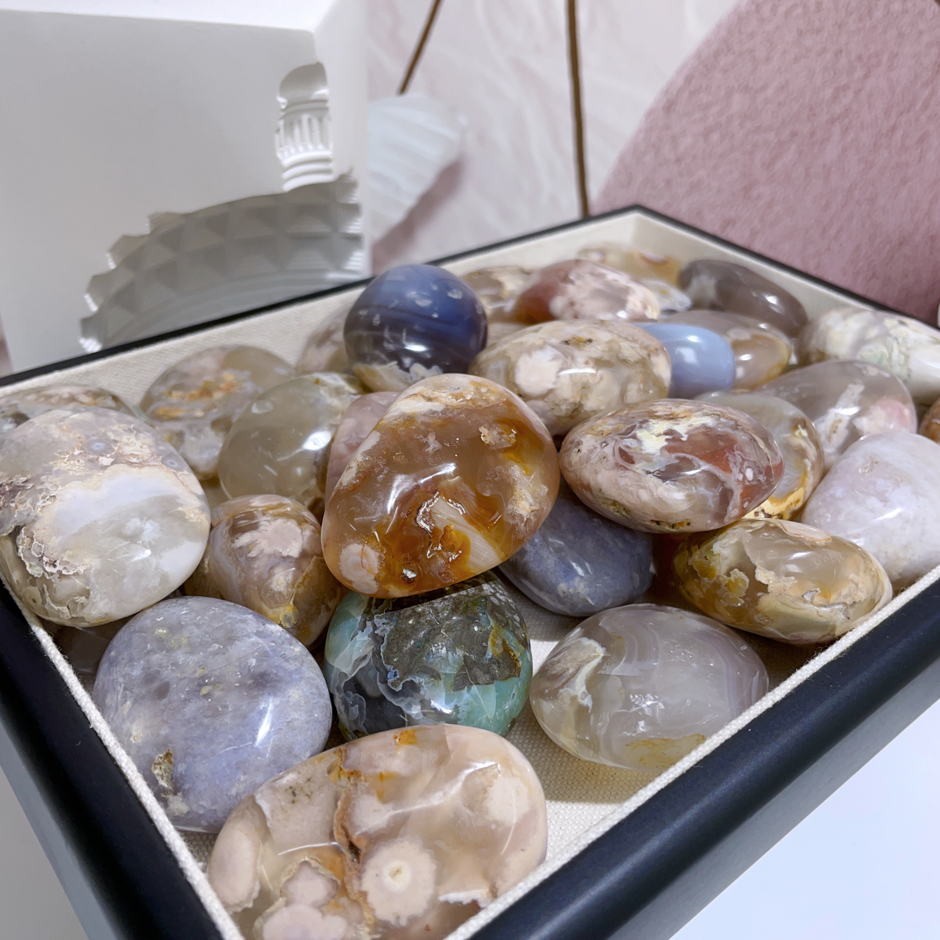 $100@3櫻花瑪瑙原石把玩擺件