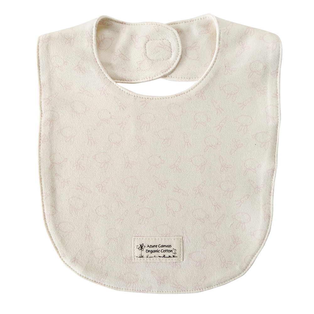 有機棉嬰兒柔適圍兜-粉紅兔 | 藍天畫布有機棉