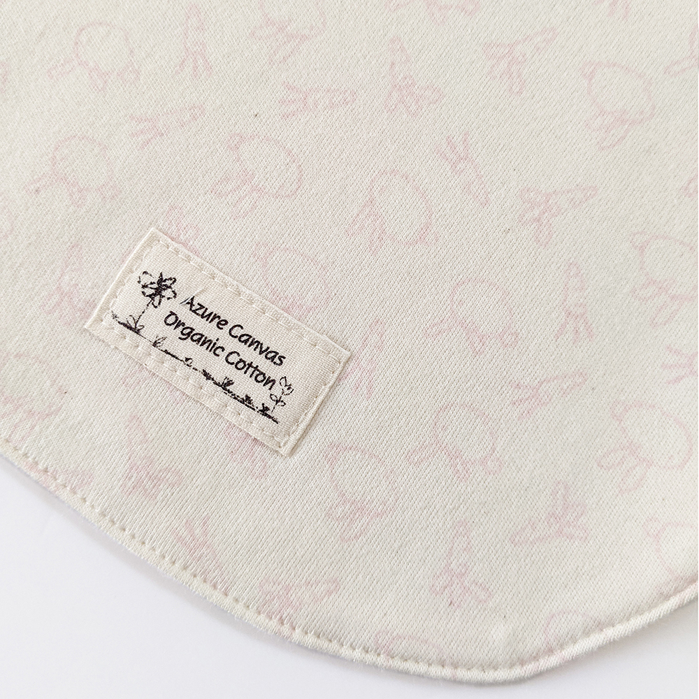 有機棉嬰兒柔適圍兜-粉紅兔 | 藍天畫布有機棉