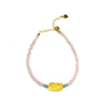 0121GZ061-26琥珀-貔貅粉晶diy手鏈（A61)