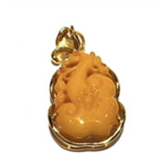 0121GZ063-26琥珀-23*36老蠟靈芝吊墜（A63)
