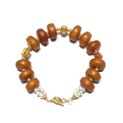 0121GZ070-26琥珀-老蠟餅子diy珍珠手鏈（A70)