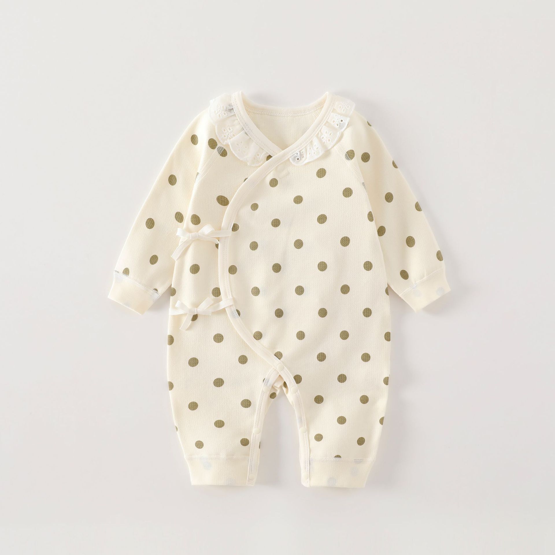 點點花邊領新生兒長袖蝴蝶衣(52-66)