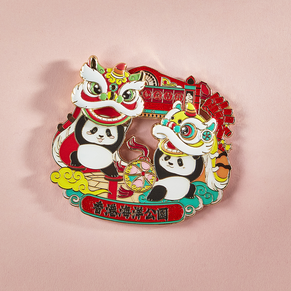 Elder Sister "Jia Jia" & Little Brother "De De" Lion Dance Metal Magnet