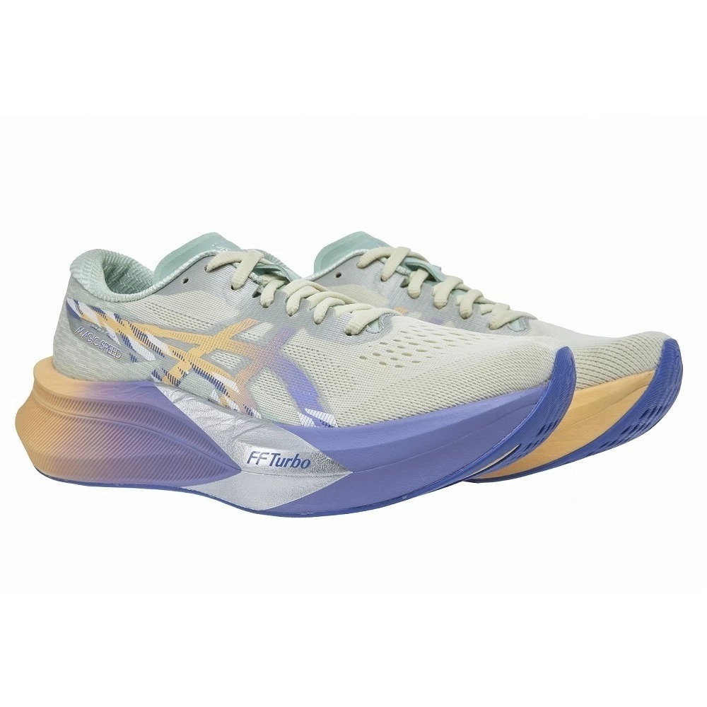 女鞋 ASICS MAGIC SPEED 4 CP 綠紫黃 曙光系列 碳纖維 競速 支撐 輕量 厚底 回彈 運動 慢跑鞋【1012B949-200】