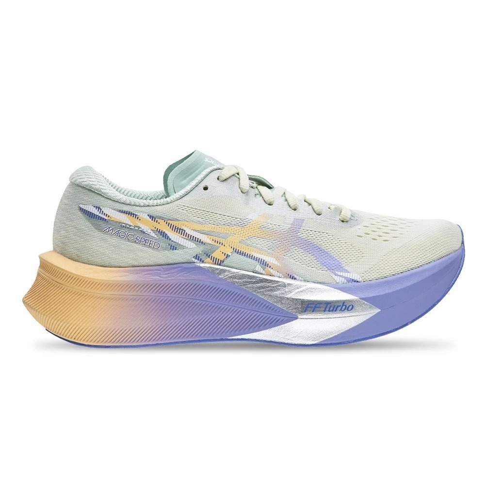 女鞋 ASICS MAGIC SPEED 4 CP 綠紫黃 曙光系列 碳纖維 競速 支撐 輕量 厚底 回彈 運動 慢跑鞋【1012B949-200】