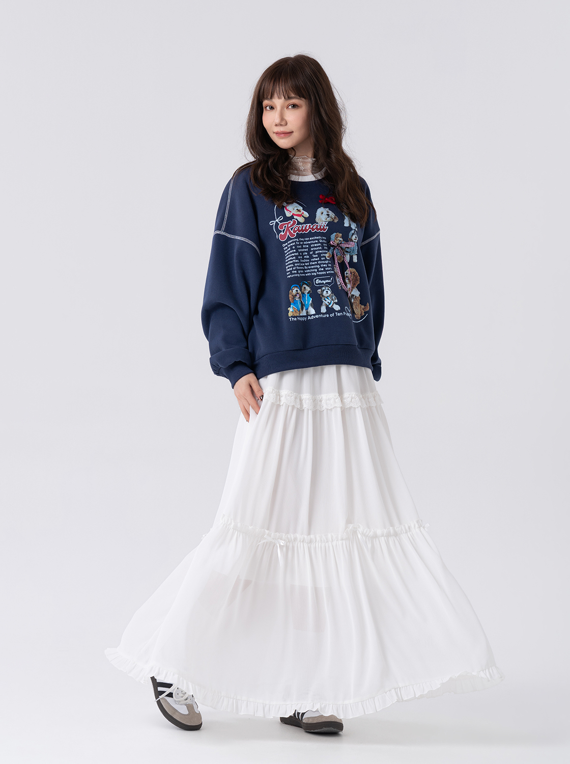 【第二件5折】萌寵同樂爬線撞色長袖上衣