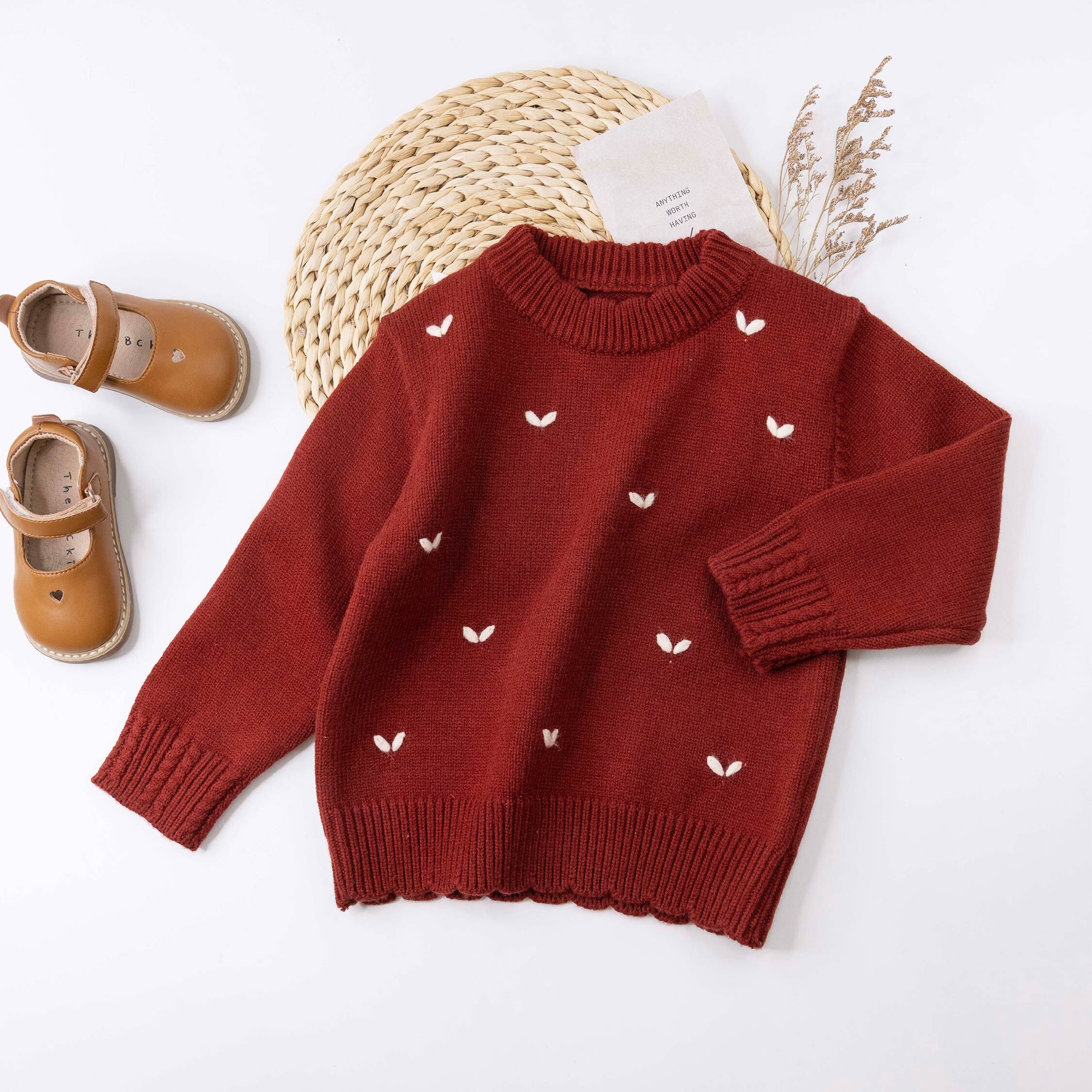 【H56012】甜蜜心型編織設計針織上衣