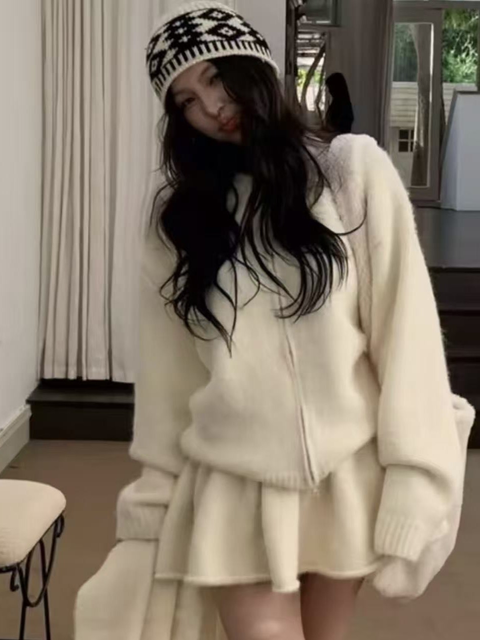 韓國 初春針織套裝 ( 外套+針織裙 )