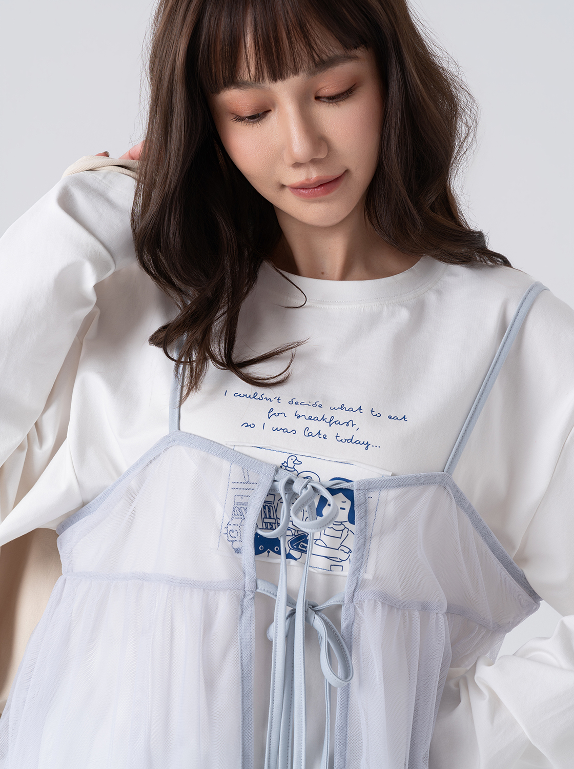 奈奈子日常線條印花T恤