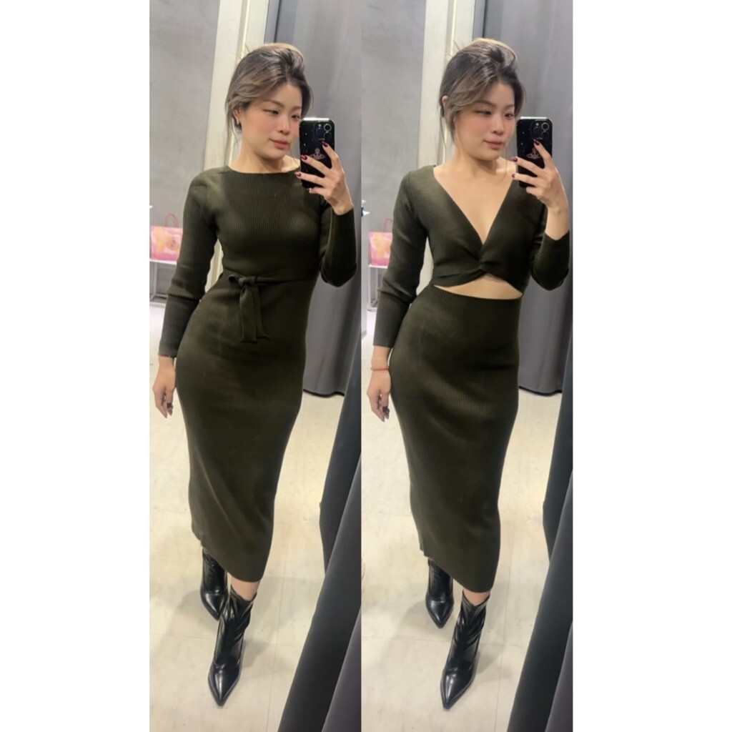 趙露思同款 露背扭轉針織長洋