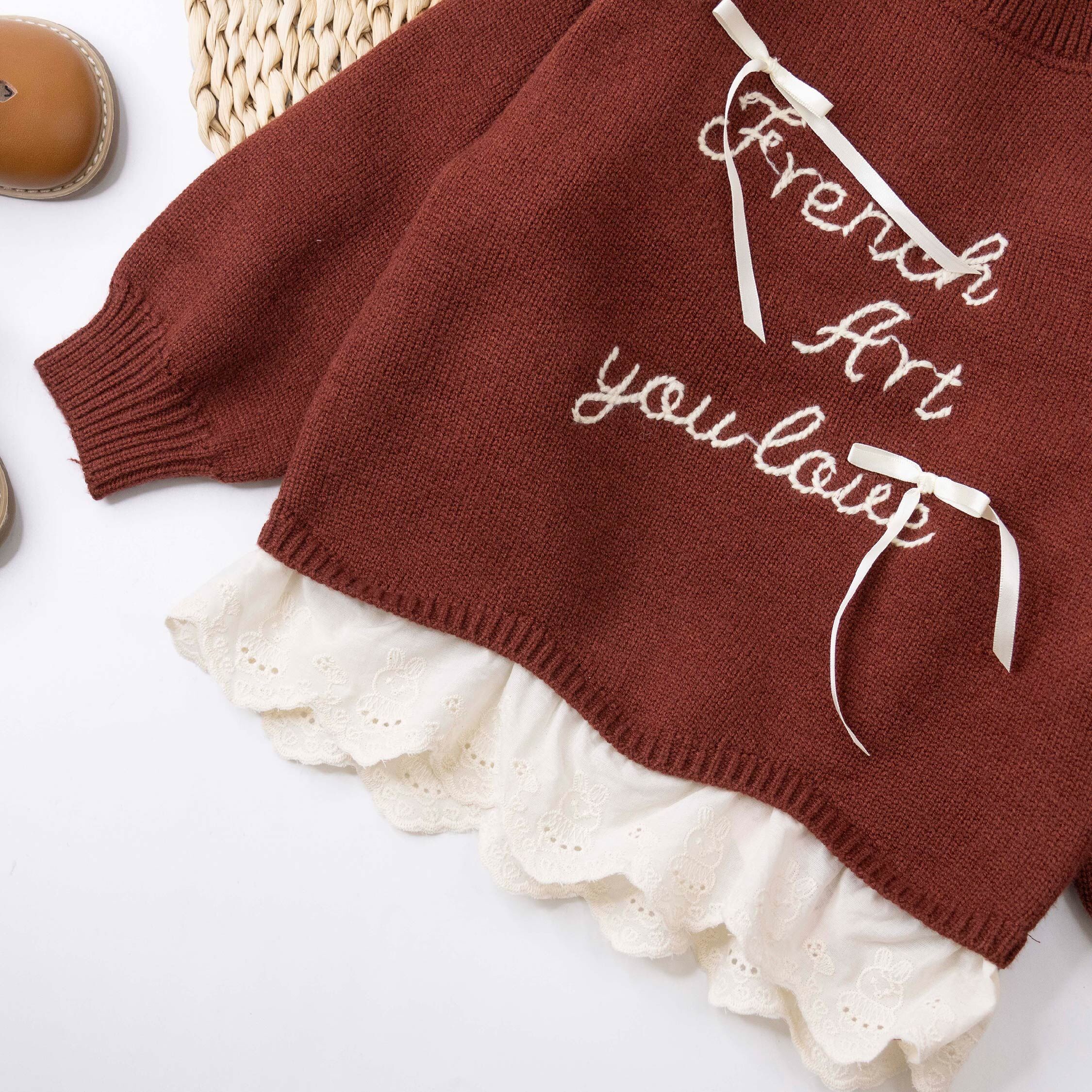 【H56011】編織手寫字母針織上衣＊二色