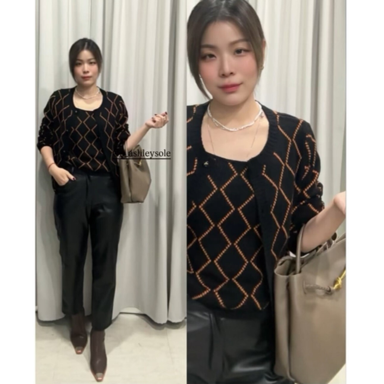 簍空緹花羊毛針織背心+外套(2件組)