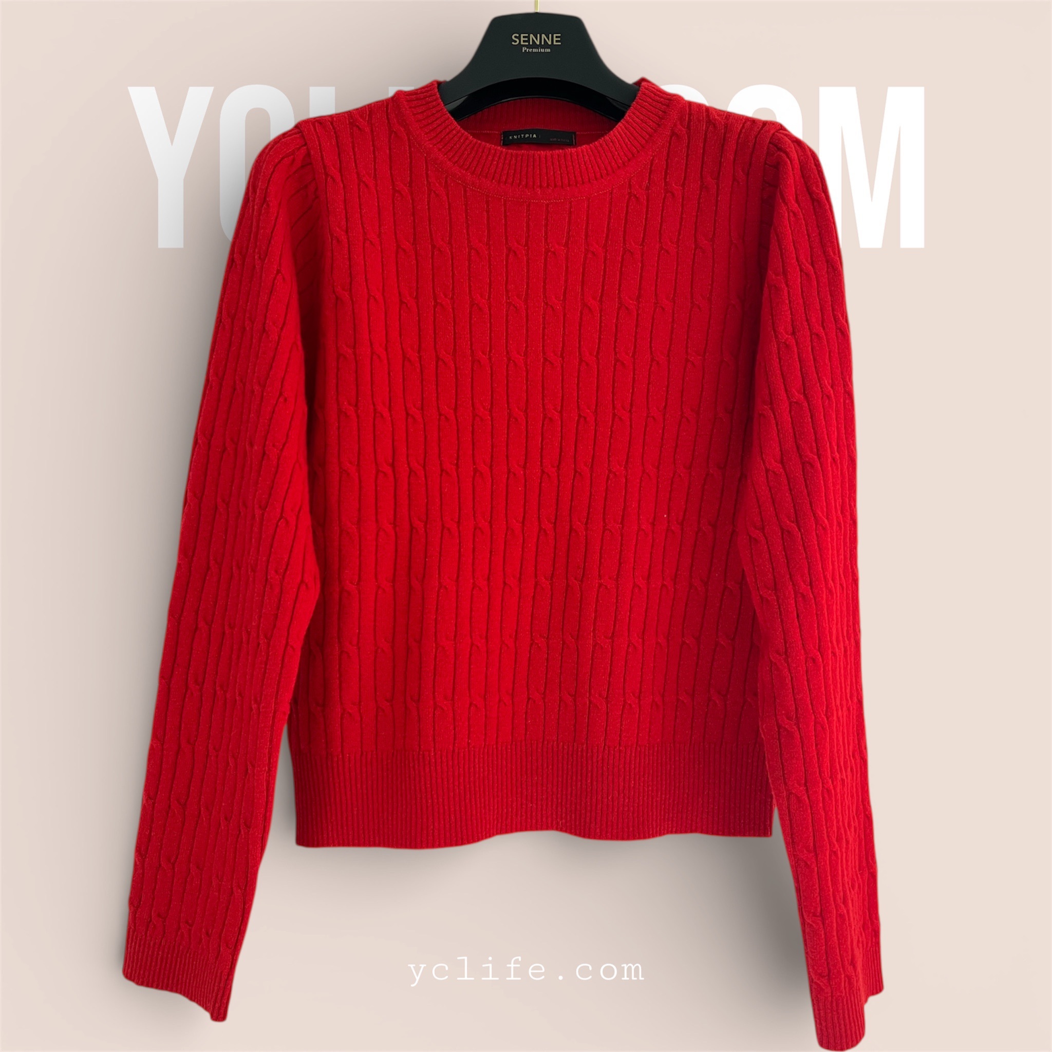 經典圓領麻花羊毛針織衫